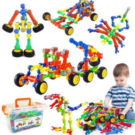 STEM Building Toys for 3 4 5 6 7 8+ Year Old Boy Girl Birthday Gifts 125 PCS Building Blocks for Kids Ages 3-5 4-6 5-7 6-8 Educational Stem Kits Activities Kids Stem Toys for Boys 4-7 Creative Games