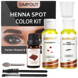 Simpout Natural Henna Hair Kit - Henna Powder with Rose Water & Brow Stain Remover, No Ammonia, No Lead, Professional Henna Kit for Salon & Home Use (Brown)