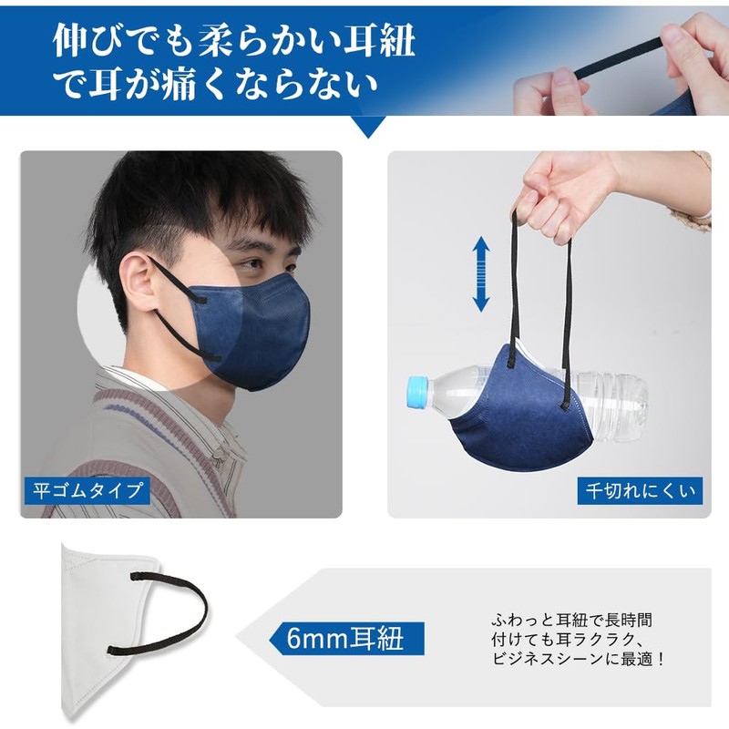 [Hellozebra]立体マスク 大きめ メンズ バイカラー 3Dマスク 黒 不織布 30枚入 グレー 不職布マスク