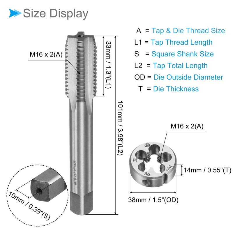 CoCud Thread Cutting and Die Thread M16 x 2 Thread