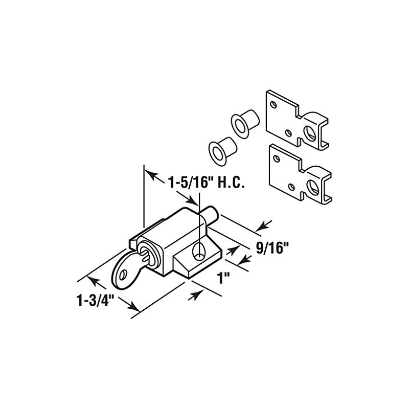 Prime-Line U 9863 Keyed Sash Lock, 9/16 In. Projection, Diecast,