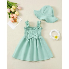 Renotemy Baby Girl Dresses 6-12 Months Summer Girl Clothes Green Sundress Toddler Dress Casual Infant Ruffle Sleeveless Flower Princess Birthday Party Dress Baby Cute Boho Beach Outfit Gifts