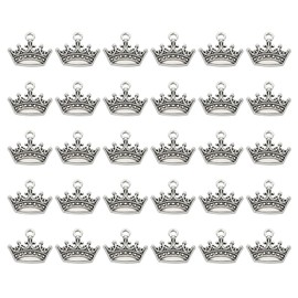 PATIKIL Crown Charm, 60Pcs Mini Crown Pendant Charm Bulk Metal DIY for Jewelry Making Bracelets Earrings Necklace Wedding Crafts Queen, Silver