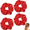 Pack of 4 Hair Bobbles Red Scrunchies Velvet Large Hair