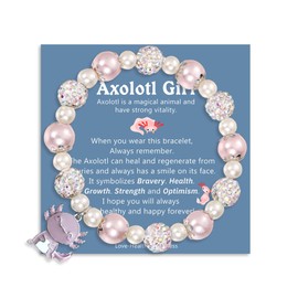 Cute Axolotl Bracelet for Her Who Loved Axolotl, Axolotl Gifts for Graduation Birthday Gifts for Axolotl Lovers Kawaii Jewelry (Stretch-Pink)