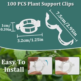 LuckyOpt Pack of 100 Plant Clips, Plastic Plant Clips for Climbing Plants, Reusable Plant Clips for Plants Securing (100, Transparent)