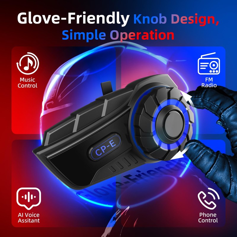 Moman Motorcycle Intercom Headset, CP-E 6 Riders 2000M Group Helmet