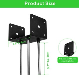 Wpbhk 6x6 Concrete Post Anchor, U Shape Fence Post Holder, Pergola Brackets Deck Post Base Holder, Pergola Brackets Decking Post Base Ground Spike with 3 Anchor Rods