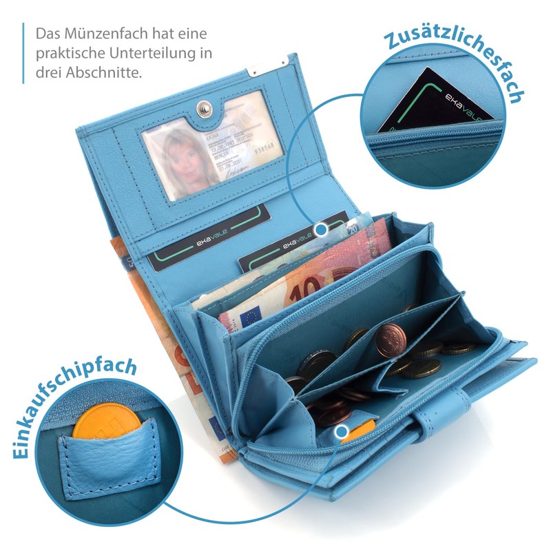 ekavale Women's Leather Wallet with RFID Protection 25 Compartments Women's