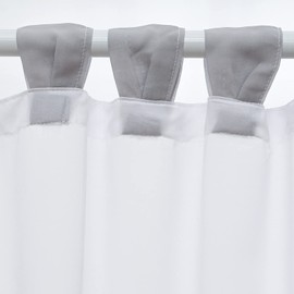 NSXIN Net Curtain, Voile Bistro Curtain with Loops, Transparent Curtain, Modern Window Curtain, Gauze Scarves, Window Scarf for Kitchen, Living Room, Country House (H x W 45 x 120 cm, Grey Edge)