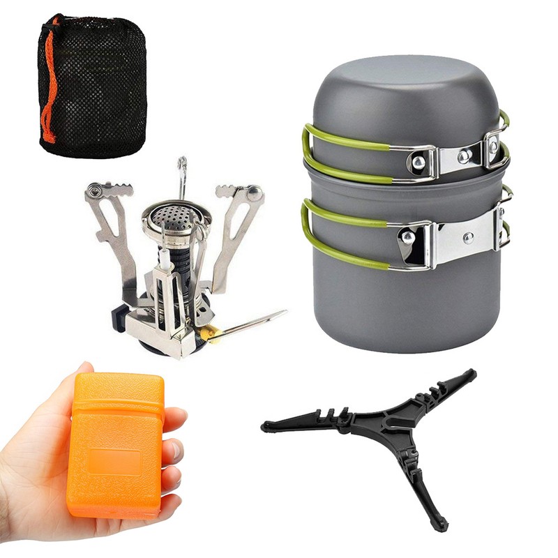 Camping Cookware Set with 3000W Camping Stove Cooking Pots Pans