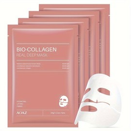 HS SQUARE Collagen Face Mask – Deep Collagen Anti-Wrinkle and Lifting Overnight Mask, Real Deep Collagen Mask for Lifting, Firming, and Moisturizing – 38g x 4 pieces