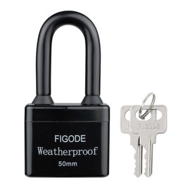 FIGODE® Outdoor Waterproof Padlock, Large Heavy Duty Sturdy Covered Laminated Steel Keyed Lock, 2.2 in. Wide, Long Padlock
