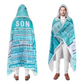 PresPF Son Gifts from Dad Mom,to My Son Doubleside Wearable Hoodie Blanket Gift, Christmas Birthday Graduation Adult Gifts for Son, I Love You Son Sherpa Couch Blanket Hoodie Gift, 47"x 72"
