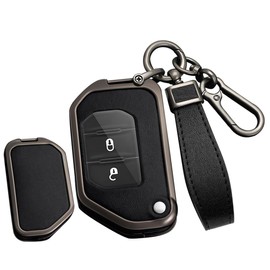 TECART Jeep Key Case, Key Holder, Key Cover, Smart Key Case, Key Bag, Key Ring, Remote Control Key, Fits Jeep Wrangler JL, JLU, Rubicon, Jeep Gladiator, JT, Sahara JLU, etc, Black
