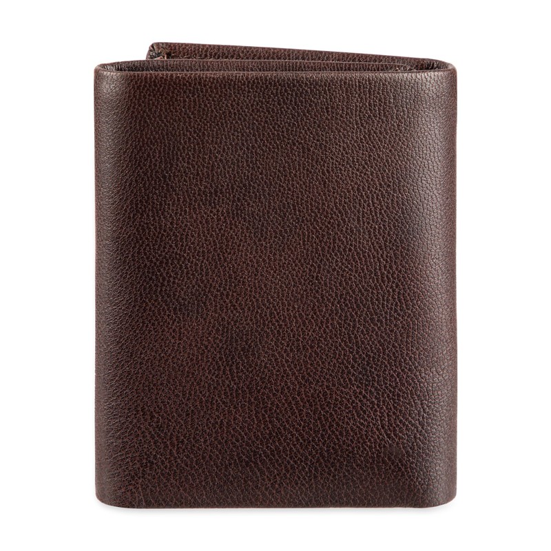 Haggar Men's Leather RFID Trifold Wallet, Brown Extra Capacity, One