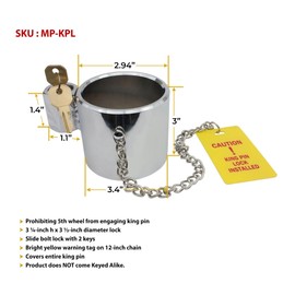 Mytee Products Heavy Duty Chrome King Pin Lock with 2 Unique Keys | Trailer Hitch Lock Works with RV 5th Wheel Keyed Unique - 4 Pack