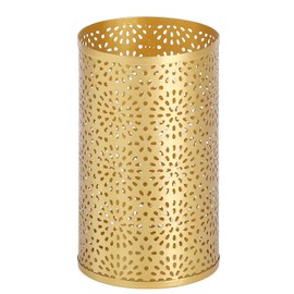 Wenbery Gold Trash Can for Bathroom, Metal Garbage Can for Offices, 7" W X 7" L X 12" H