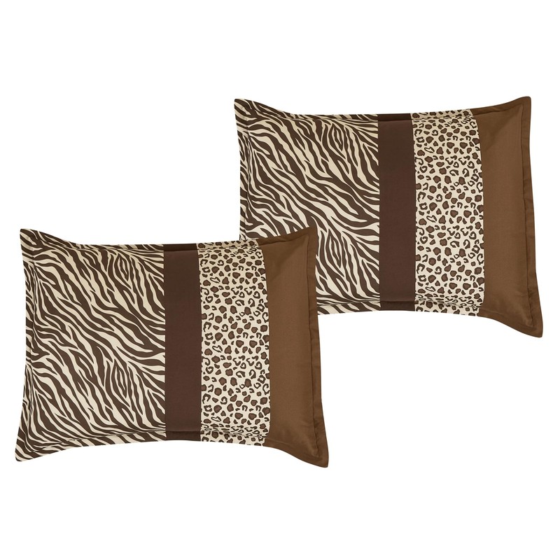 ESCA 6 Pieces Zebra Leopard Animal Printed Comforter Set Queen