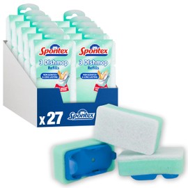 Spontex 27 Dishmop Refills Non-Scratch | Strong Replacement Sponge Heads for Washing Up Brush | Sponge Scourer for Efficient Cleaning | 27 Count