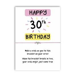 30th Birthday Wish Bracelet | 30th gift | String Bracelet | Charm Bracelet | Make a wish bracelet | 30th wish bands | Pink wish bracelet
