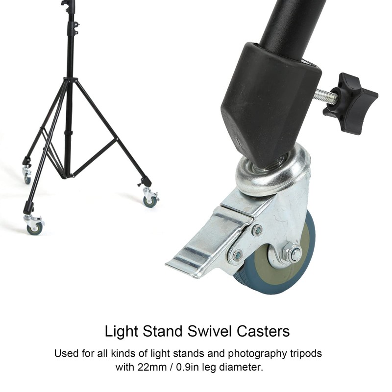 Light Stand Swivel Casters, Universal 22mm 3pcs High Hardness Locking