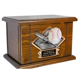 Cremation Urn, Wood Urn, Baseball Urn, Wooden Funeral Urn with Engraving