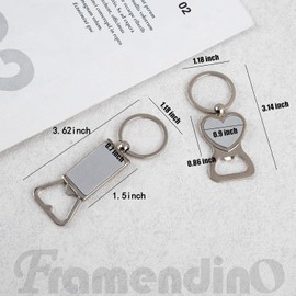 Framendino, paquete de 10 llaveros de metal sublimación en blanco para abrebotellas