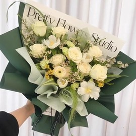 OUKEYI Papel de envolver flores de seda dibujado a mano, coreano, no tela, impermeable, para ramo de flores plisado, extraíble, papel de forro para arreglo de embalaje floristería, 120 hojas