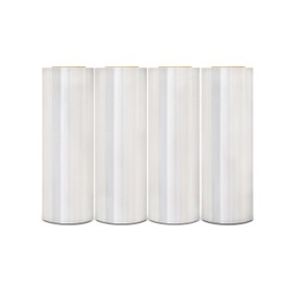 Cast Hand Stretch Wrap Plastic Shrink Film Clear 3” Core 15" x 1500' x 80 Gauge 4 Rolls Per Case
