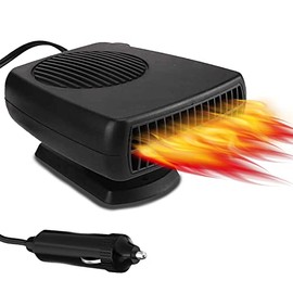 12V Car Heater, 200W Portable Windshield Defroster with Heating/Cooling Fan and Plug in Cigarette Lighter Fast Heating Defrost Defogger with Ergonomic Handheld Design for All Kinds of Cars (Black)