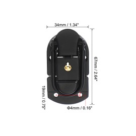 PATIKIL Suitcase Lock Hasp 2.64" x 1.34", Metal Iron Toggle Catch Latch with Key for Jewelry Box Wooden Case Toolbox Briefcases Luggage, Black