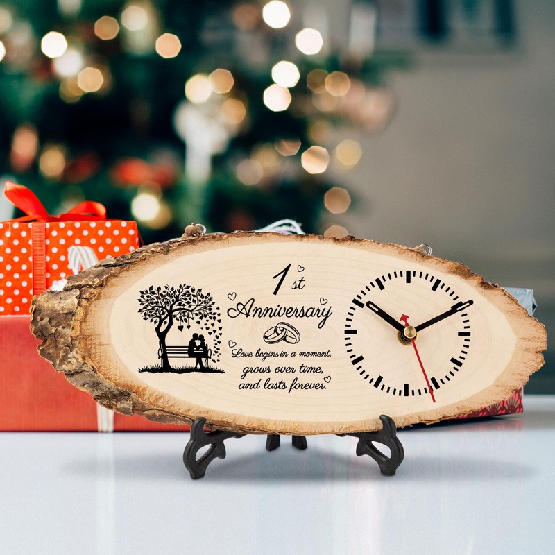 1 Year Anniversary Wedding Gifts for Husband, DIY Wooden Clock