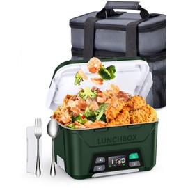 EAST OAK Cordless Electric Lunch Box for Adults, Dark Green, 2-Layer