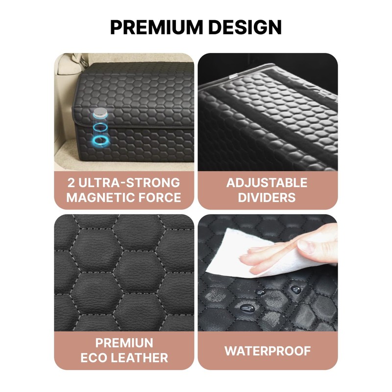 Owleys Trunk Organizer For Car - Collapsible Storage Bins -