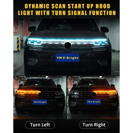 Sequential Turn Signal Light Strip Dynamic Scan Start Up Led Hood Lights Flexible DRL Daytime Running Light For Car,Truck,Suv,Dual Color Ice Blue Amber Flowing Switchback 12V 94inch/240CM (1Set)