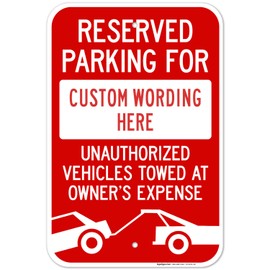 Sigo Signs Custom Reserved Parking Sign, 12x18 Inches, Rust Free .063 Aluminum, Fade Resistant, Made in USA by Sigo Signs
