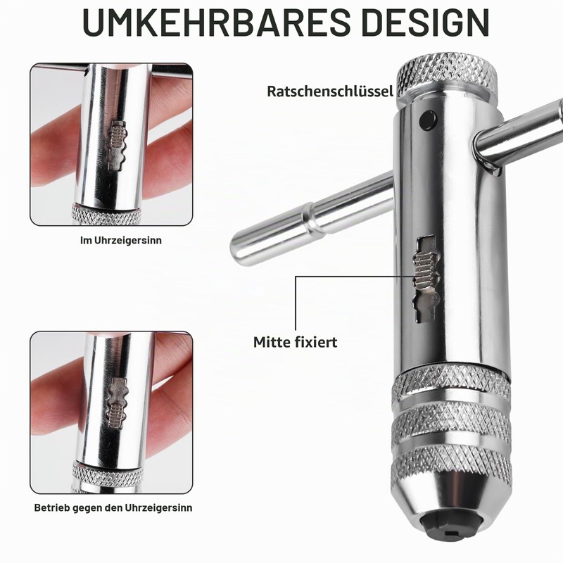 Vaileal 2 Pieces T Handle Tap Wrench Ratchet Tap Wrench