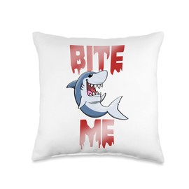 Shark bite Me By VM Funny Women Sharks Bite Water Animal Throw Pillow, 16x16, Multicolor