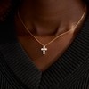 STORYJEWELLERY Small Cross Necklace for Women, 18K Gold Plated Cubic