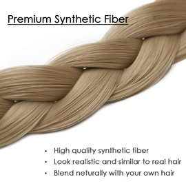 Hairro Braid Headband For Women Braids Brown Hairband Braided Hair Band Synthetic Plaited Headband Costume Hair Braid Hairpiece For Girl Hair Braids Women Headband 3 Strands 27g #24 Ash Blonde