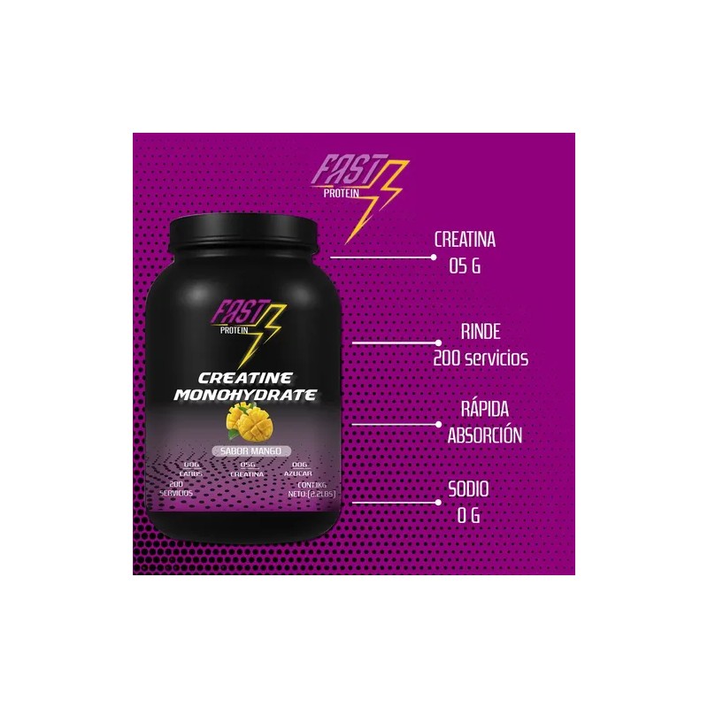 Creatina Monohidratada Fast Protein 1kg 200 Servicios Varios