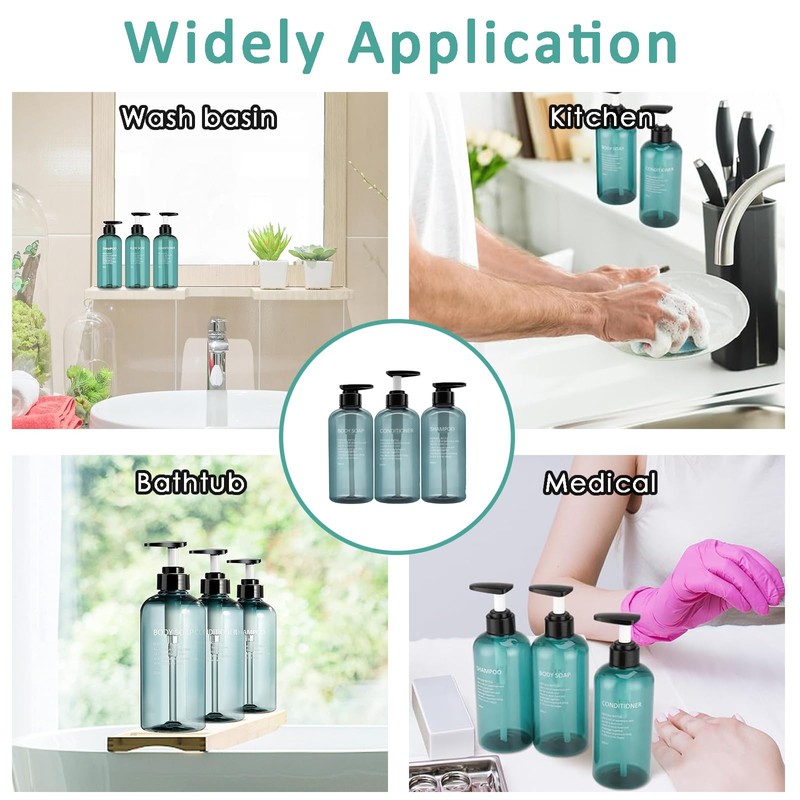 3Pcs Shampoo and Conditioner Dispenser, Shampoo Bottles, Refillable Shampoo and