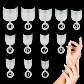 MWOOT Pack of 600 Oval Short Fake Nail Tips Artificial Nail Tips French Acrylic Half Cover False Nail Art Tips for Gel Nails DIY Home Salon Manicure Women Decoration 12 Sizes (Natural)