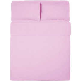 R&Z Plain Dyed Percale Polycotton Duvet Cover & 2 Pillow Cases Bed Set (Pink, Double)