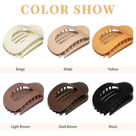 TIME&TRAVE 4" Large Round Flat Hair Clips for Women - Strong Hold Lay Down Claw Clamps Hair Barrettes Alligator Clip for Thick Thin Hair