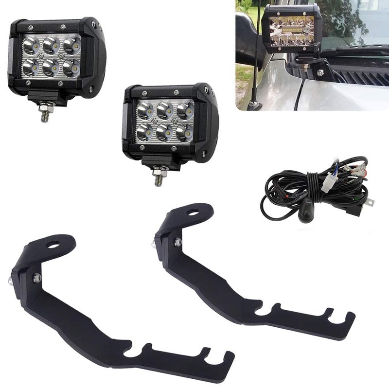 2x 3'' LED Spot Work Light & Upper Hood Ditch
