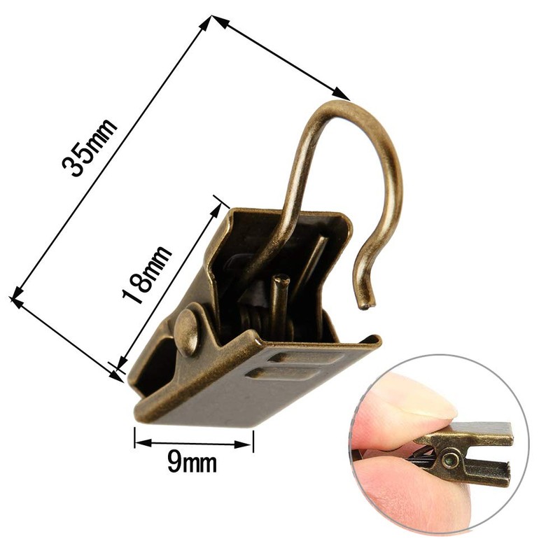 BEELY 20 Curtain Clips w/Hook - Antique Brass