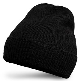 Apikuna® Alpaca Wool Hat Made of 100% Finest Baby Alpaca Wool - Knitted Hat for Men and Women - Warm, Soft and Breathable for Autumn & Winter, black