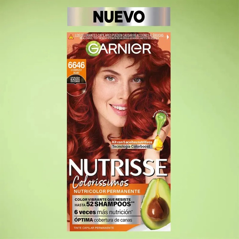 TinteNutrisseNutrisse coloríssimosMascarilla nutricolor permanentetono 6646 cobrizo rubípara cabello